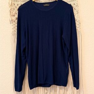 Zara Women’s Large Deep Blue Sweater – Textured Knit Casual Top